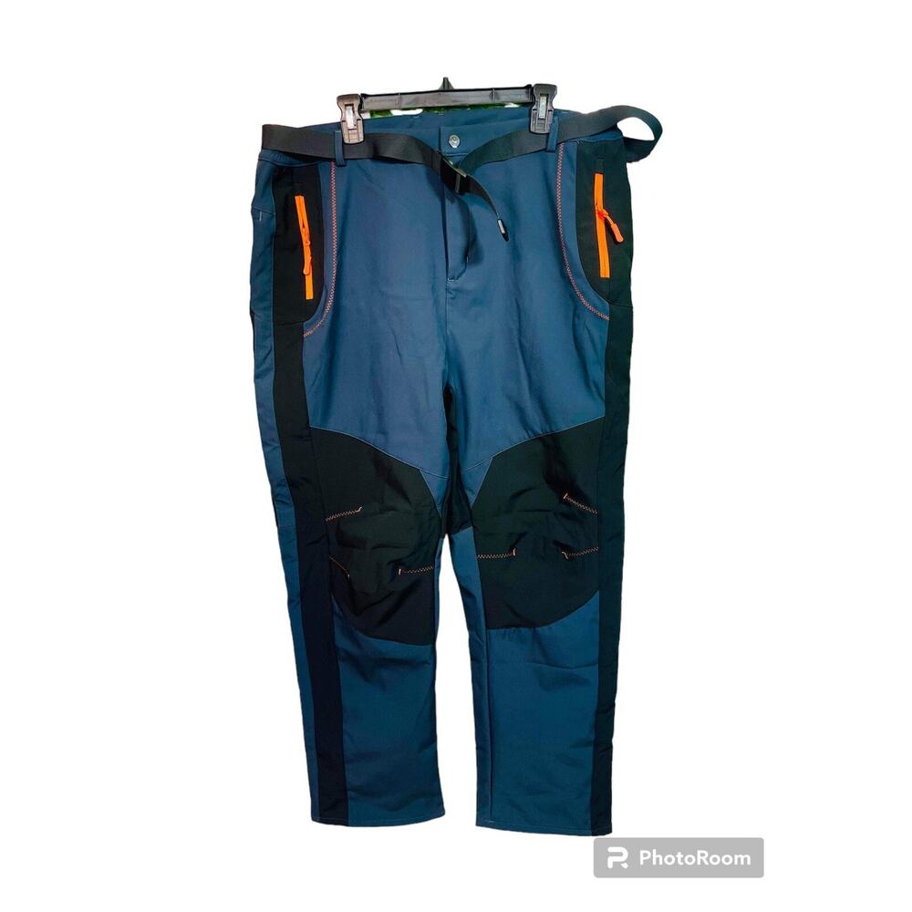 Brand New Mens Ski Pants Size 40 Blue With Orange Trim And Belt Winter